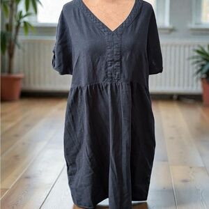 Briggs New York | Dresses | Briggs Ladies Vneck Short Sleeve Linen Blend  Dress Black Size M | Poshmark
